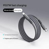 Câble de données tressé en nylon PD27W 3A à charge rapide, interface USB-A vers iOS, compatible avec les appareils mobiles iOS, câble de charge pour voiture