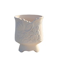 Pots en céramique à motifs floraux et abeilles en relief, personnalisables, blancs, non peints, en bisque, pour la peinture