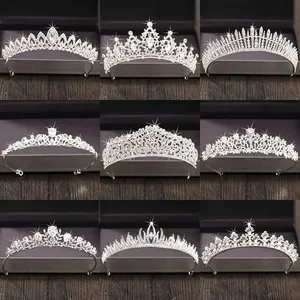 Серебряный цвет горный хрусталь корона тиара высокое качество ручной работы кристалл аксессуары для волос повязка на голову Свадебная принцесса тиара Корона