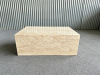 Table basse rectangulaire en travertin beige naturel Wabi Sabi, table centrale en pierre, taille personnalisée, meubles de salon