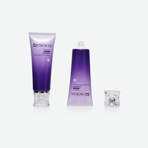 Tube souple violet dégradé en PE avec applicateur à bille transparente et capuchon acrylique pour nettoyant visage aux pépins de raisin - Product Image 3