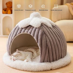 Pet Semi-Enclosed Tent <b>Bed</b> Polyester Filling PP Cotton Bubble Fleece Materials Washable Anti-Slip for Indoor All-Season Sleep - Product Image 3