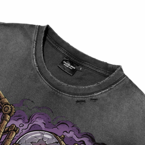 Camisetas de Hombre de Calidad Superior, Estilo Vintage, Lavado Ácido, Diseño Personalizado con Estampado DTG de Araña Punk, Camisetas Casuales Transpirables al por Mayor - Product Image 3