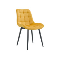 Chaise de salle à manger moderne en velours capitonnée, design contemporain, pieds en métal noir, pour salle à manger, bureau à domicile, salon