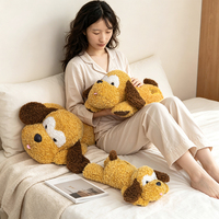 Coussin en peluche chien jaune couché, mignon avec langue sortie, compagnon de sommeil, décoration de canapé et de maison, cadeau, vente en gros