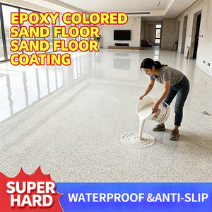 Peinture de sol époxy auto-nivelante effet marbre sable coloré Easy Clean, revêtement décoratif en résine anti-rayures pour application au couteau - Product Image 1