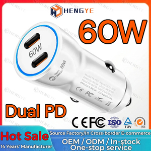 Chargeur de <span class=keywords><strong>voiture</strong></span> rapide 60W, chargeur de téléphone pour <span class=keywords><strong>voiture</strong></span>, allume-cigare USB-C PD double port Type C PD 60W, chargeur de <span class=keywords><strong>voiture</strong></span> mobile pour les voyages - Product Image 1