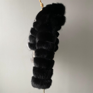 Jxwatcher <span class=keywords><strong>Cappotto</strong></span> in Vera <span class=keywords><strong>Pelliccia</strong></span> di Volpe Bicolore <span class=keywords><strong>con</strong></span> Cappuccio, Soffice e Caldo per Donna, Vendita all'Ingrosso - Product Image 4