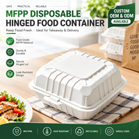 Boîte à hamburger jetable moderne ZHOGNFEI avec couvercle blanc en PP de qualité alimentaire, anti-odeur, compatible micro-ondes, 140x140mm, avec boucle MFPP