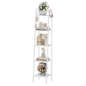 Trapezoidal High Quality Home Shelving <strong>Corner</strong> Open Bookshelf Tall Wood Modern <strong>White</strong> <strong>Bookcase</strong> - Product Image 6