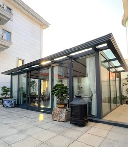 Design moderne Aluminium Verre Véranda de jardin extérieur Véranda Solarium à toit incliné Solarium - Product Image 2