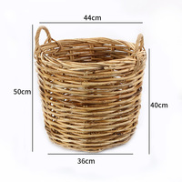 Panier en rotin extra large personnalisé, panier à fleurs en rotin naturel tissé pour la maison et le jardin, jardinière en osier, panier de rangement en osier géant