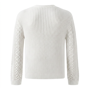Pull à manches longues personnalisé GOTS, pull-over, tricot classique de créateur, automne-hiver, 100% coton, tricoté pour hommes - Product Image 2