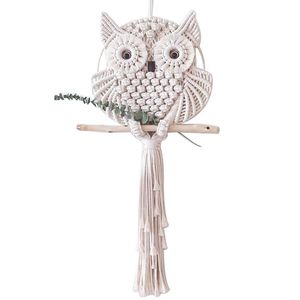Tenture murale <span class=keywords><strong>en</strong></span> <span class=keywords><strong>macramé</strong></span>, hibou tissé, style bohème, haut de gamme, ornements pour salon et chambre à coucher, 1 pièce - Product Image 2