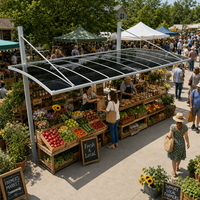 Auvent de marché en aluminium le plus vendu avec toit en polycarbonate arqué |   Abri Commercial pour Allée Piétonne de Rue, Idéal pour Place Publique et Marché