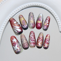 Ongles Stiletto de Longueur Moyenne, Ongles Sculptés 3D, Ongles à Coller Faits à la Machine en ABS, Ensemble de Designs d'Art d'Ongles 3D
