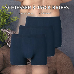 <span class=keywords><strong>Schiesser</strong></span> – Lot de 3 boxers pour homme, taille élastique tricotée douce, coton biologique 95/5, coupe classique, lavage en machine, bleu foncé, 3XL - Product Image 2