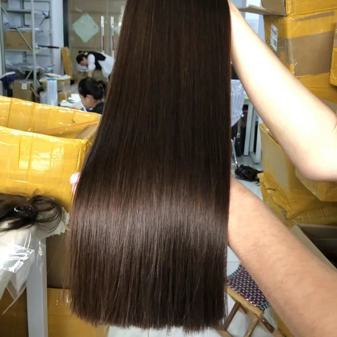 Amara capelli umani vietnames clip per capelli grezzi nell'estensione dei capelli clip senza cuciture birmano di alto livello nelle estensioni 100% echthaarin stock