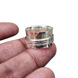 925 Sterling Silver Minimalist Geometric <b>Spinner</b> Wedding Band Unisex Everyday Wear <b>Ring</b> - Product Image 1