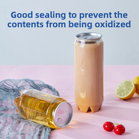 Bouteilles de boisson en PET de qualité alimentaire en gros, avec logo personnalisé, transparentes, avec couvercle en aluminium à ouverture facile pour jus et boissons énergisantes