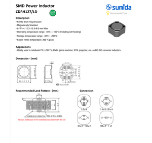 Inducteur de puissance bobiné à noyau de ferrite <span class=keywords><strong>Sumida</strong></span> CDRH127/LDNP-7R4NC (SMD) 7.4uH 7.4A 17.7m 12.3x12.3x8mm pour application de convertisseur DC-DC - Product Image 3