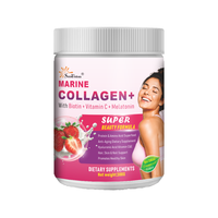 Poudre de collagène marin OEM pour la santé de la peau, des cheveux et des ongles avec biotine, vitamine C et mélatonine – Complément de collagène