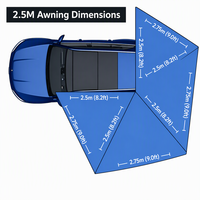 Auvent de voiture pliable en forme d'éventail à montage rapide 270 degrés, toit rigide en Oxford 420D imperméable et anti-UV pour SUV et camping