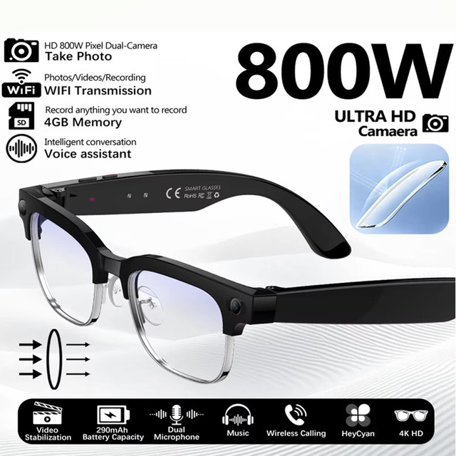 W630 Chatgpt Ai Translation Smart Glasses with 8MP Camera Recording Videos Phone Calls Sports Smart Wearable Headset Glasses