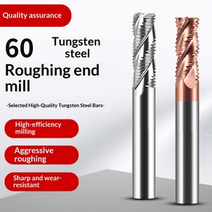 Fraise à dégrossir en acier au tungstène 60, 3 cannelures, revêtement nano, à bout arrondi, pour CNC - Product Image 2