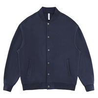 Blouson universitaire en molleton bouclette 430 GSM avec boutons-pression, coupe oversize unisexe, style streetwear, vierge, pour hommes et femmes, OEM