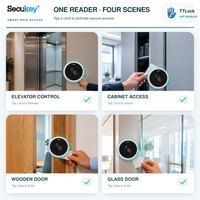 Kunci Pintu Pintar dengan Aplikasi Seluler TT Lock, Tahan Air Luar Ruangan IP66 13.56MHz Kartu IC Bluetooth Sistem Kontrol Akses RFID