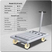 Carretilla Plegable Extra Grande de 1250 kg, Plataforma Plana de 110x70 cm, Tubo Cuadrado Plateado, Carro de Mano con Ruedas Resistentes de 6 Pulgadas para Compras