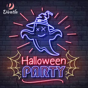 DIVATLA Estilos Únicos Personalizado Halloween Holiday Party Atmosfera Decoração Interior Acrílico LED Light Neon Sign