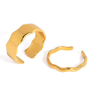 Wave Pattern <b>Ring</b> 18K Stainless Steel Women's Fashion Jewelry Gift Geometric Design - Product Image 5