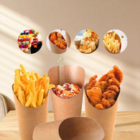 Gobelet à thé au lait jetable, gobelet à frites coupées en biais tendance, gobelet en papier kraft pour glace et gaufres aux pommes de terre douces