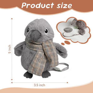 Juguete de Peluche de Cuervo Gris de Pie con Imán para el Hombro y Bufanda, Decoración de Pájaro de Peluche para Niños y Niñas de Todas las Edades - Product Image 3
