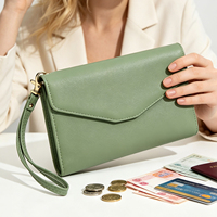 Dompet Paspor Multi-slot untuk Perjalanan dengan Organizer Kulit Vegan Tahan Air, Tipis, dan Model Amplop dengan Tali Pergelangan Tangan untuk Kartu dan Tiket