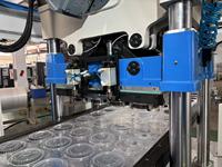 Multi-station thermoformmachine voor het produceren van plastic clamshells, fruitbakjes en vershouddozen voor supermarkten