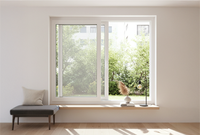 Cadres de fenêtres modernes en PVC blanc avec design coulissant, écoénergétiques, anti-insectes, avec moustiquaire en acier inoxydable, pour usage intérieur