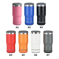 Gobelet musical isotherme en acier inoxydable à double paroi, 14 oz, 4-en-1, avec fonction de refroidissement pour boissons, chargement USB, logo personnalisé ODM, pour le camping et les voyages