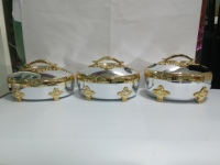Ensemble de chauffe-plats de luxe électroplaqué Royal 3 pièces 4L 5L 6L pour buffet, idéal pour l'événement Ramadan aux États-Unis et en Afrique