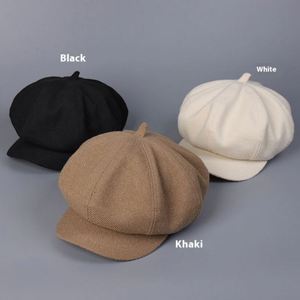 New Arrival Autumn Winter Unisex Casual Solid Color Beret <b>Hat</b> Terry Twill Foldable 8 Panel Newsboy <b>Hat</b> - Product Image 3