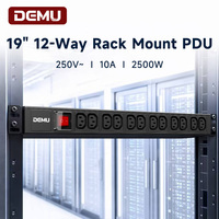 Boîtier de distribution 19 pouces, 12 prises IEC C13, 10A 2500W, interrupteur à double disjoncteur, armoire télécom, vente en gros CE DEMU