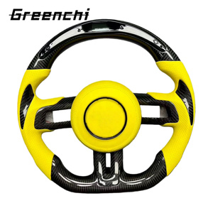 พวงมาลัยคาร์บอนไฟเบอร์ดีไซน์หรูพร้อมไฟ LED แสดงตำแหน่งเกียร์ สำหรับรถฟอร์ด มัสแตง จีที ปี 2018 2019 2020 - Product Image 1