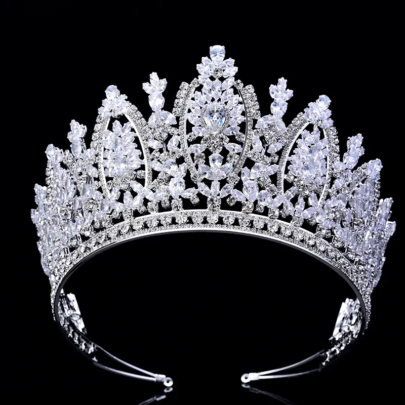 Hadi5069 — couronne et diadème de princesse, bijoux de mariage élégants, en Zircon, au Design classique