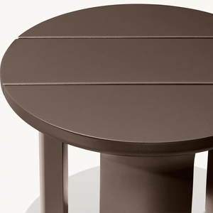 Tavolino Rotondo in Alluminio RH Lagos, Base Cilindrica Grigio Bronzo Scuro, Arredamento Moderno Durevole per Soggiorno, Interno ed Esterno - Product Image 4