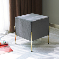 Tabouret avec pieds en velours, siège de style nordique de luxe, tissu doré, vente en gros,