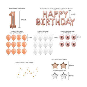 Nicro Rose Gold Theme Baby Shower Foil Balloons Girl 1st Happy Birthday Wall Hanging Background Party Decoration <span class=keywords><strong>Set</strong></span> - Product Image 2