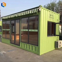 Maisons préfabriquées commerciales, kiosque à café modulaire portable en conteneur avec toit en auvent