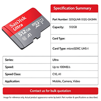 SDSQUNR-512G-GN3MN Neue Original SD TF Karte 512GB SDXC C10 UHS-I 100MB/s Großhandel